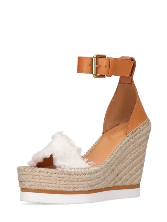 See By Chloé   120mm Glyn canvas &amp; leather wedges 