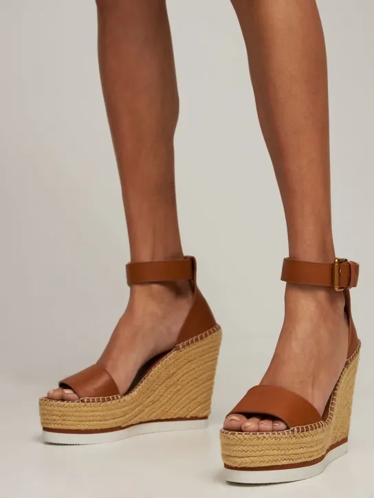 See By Chloé   120mm Glyn leather espadrille wedges 