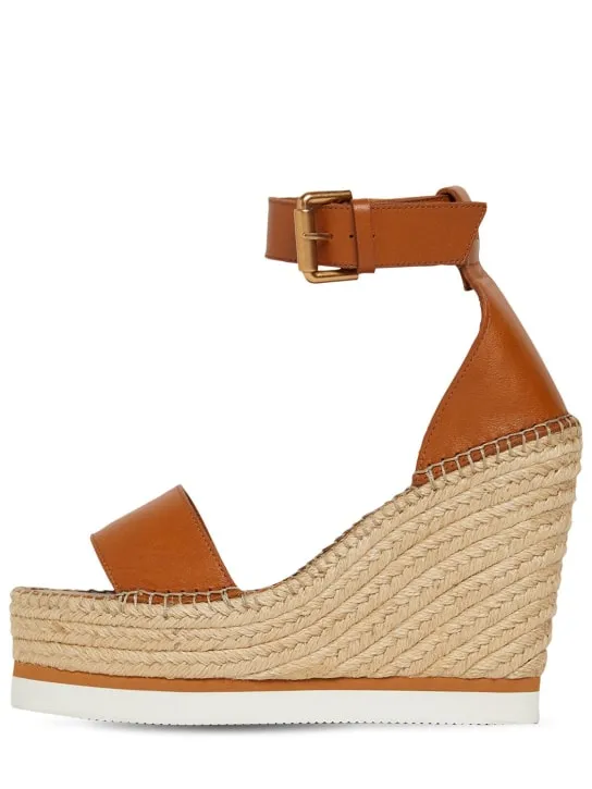 See By Chloé   120mm Glyn leather espadrille wedges 