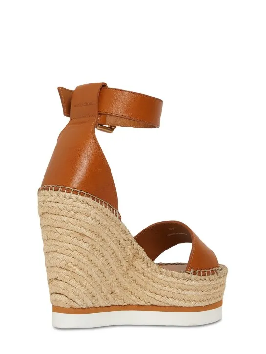 See By Chloé   120mm Glyn leather espadrille wedges 