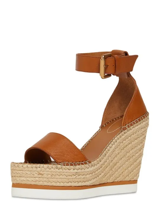 See By Chloé   120mm Glyn leather espadrille wedges 