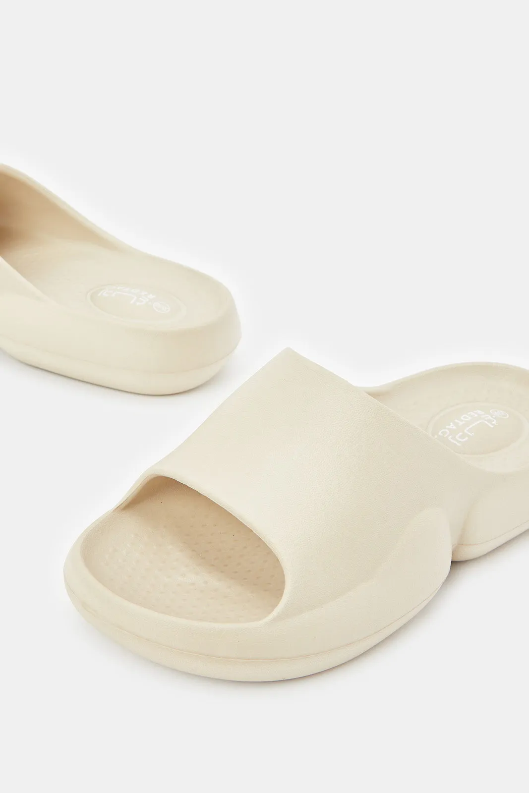 Senior Boys Beige Molded Platform Slide