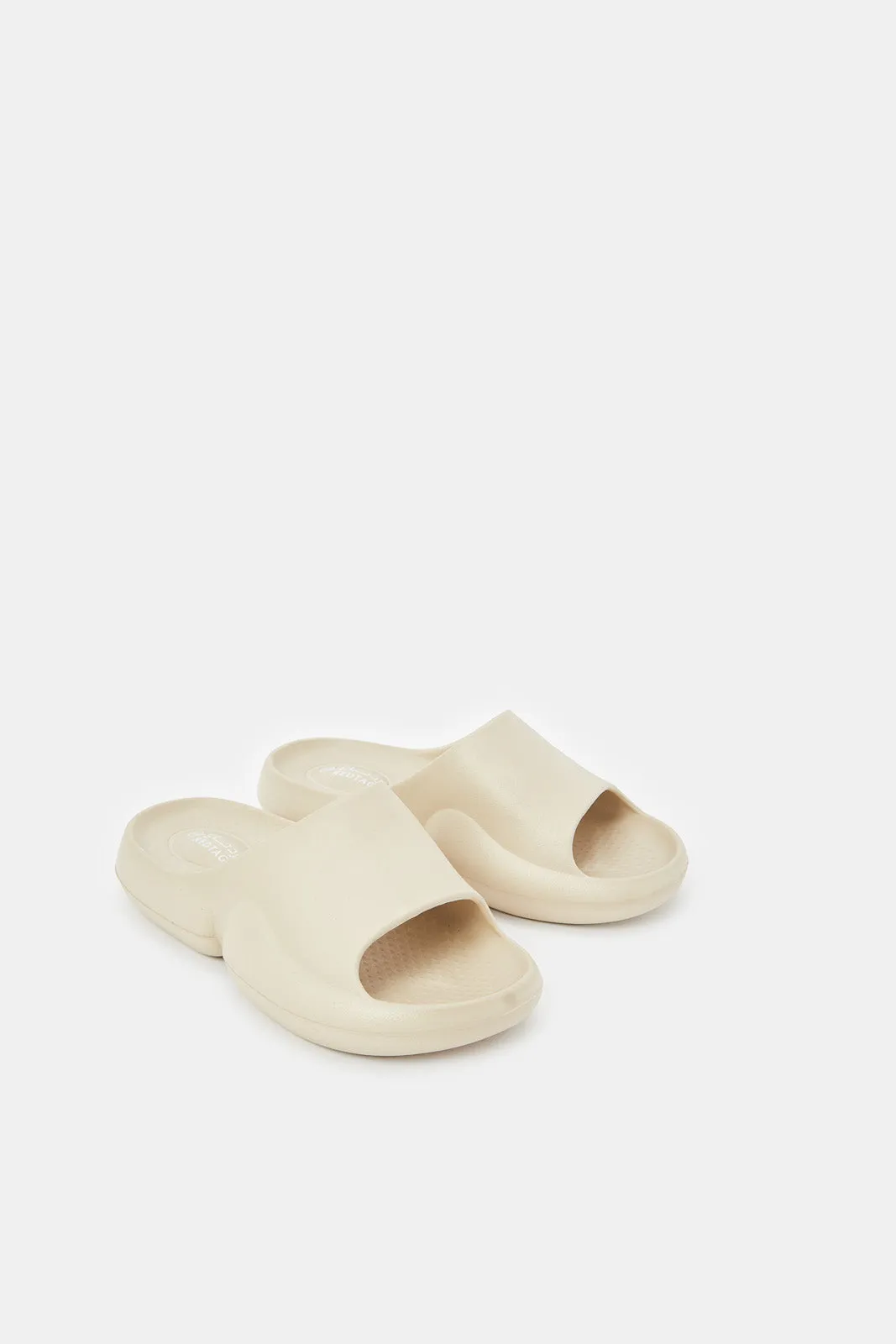 Senior Boys Beige Molded Platform Slide