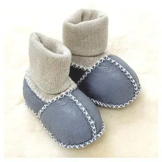 Sheepskin Baby Booties - Blue