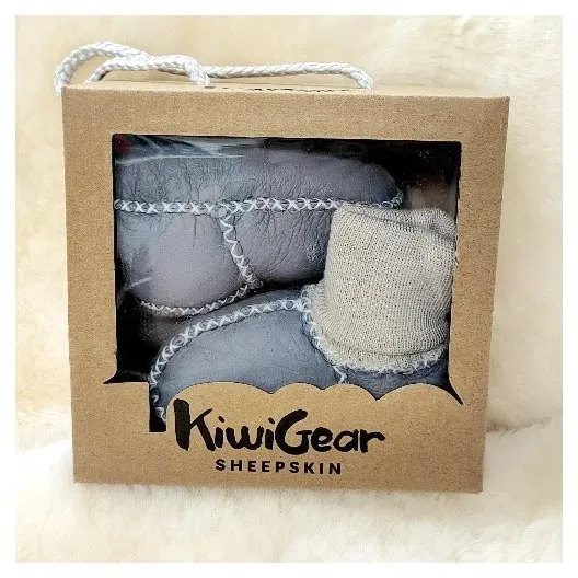 Sheepskin Baby Booties - Blue