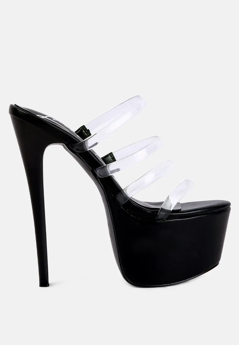 Shots Up Ultra High Heel Clear Straps Sandals