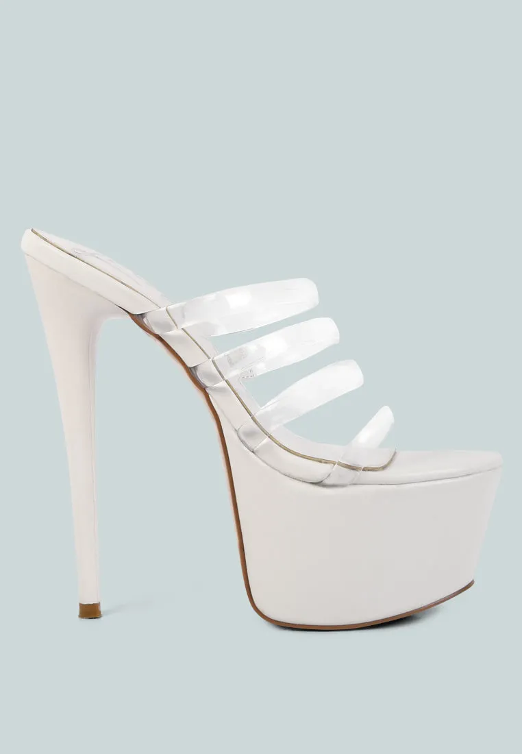 Shots Up Ultra High Heel Clear Straps Sandals