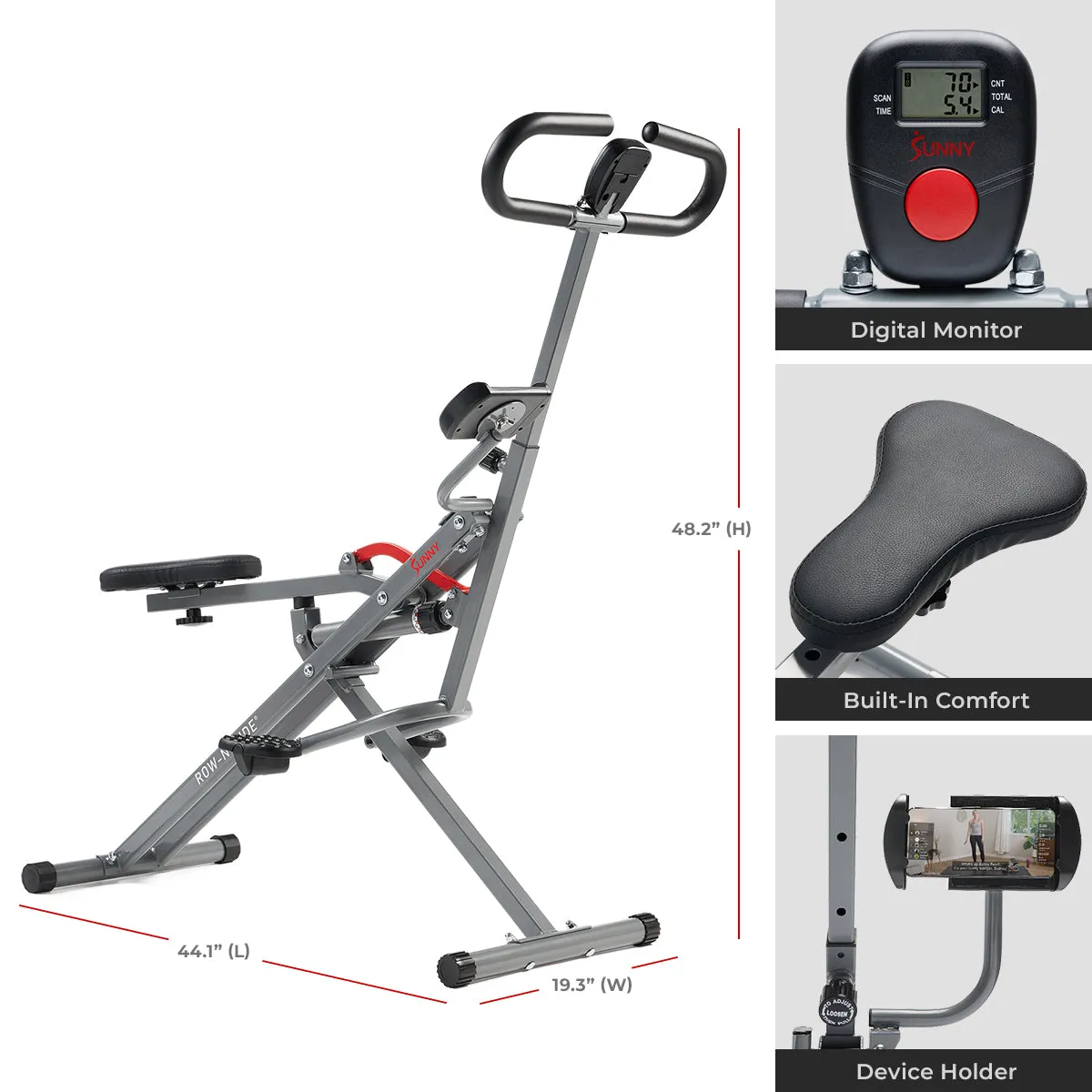 Smart Upright Row-N-Ride® Hydraulic Squat Assist Trainer Machine for Abs and Glute Workout