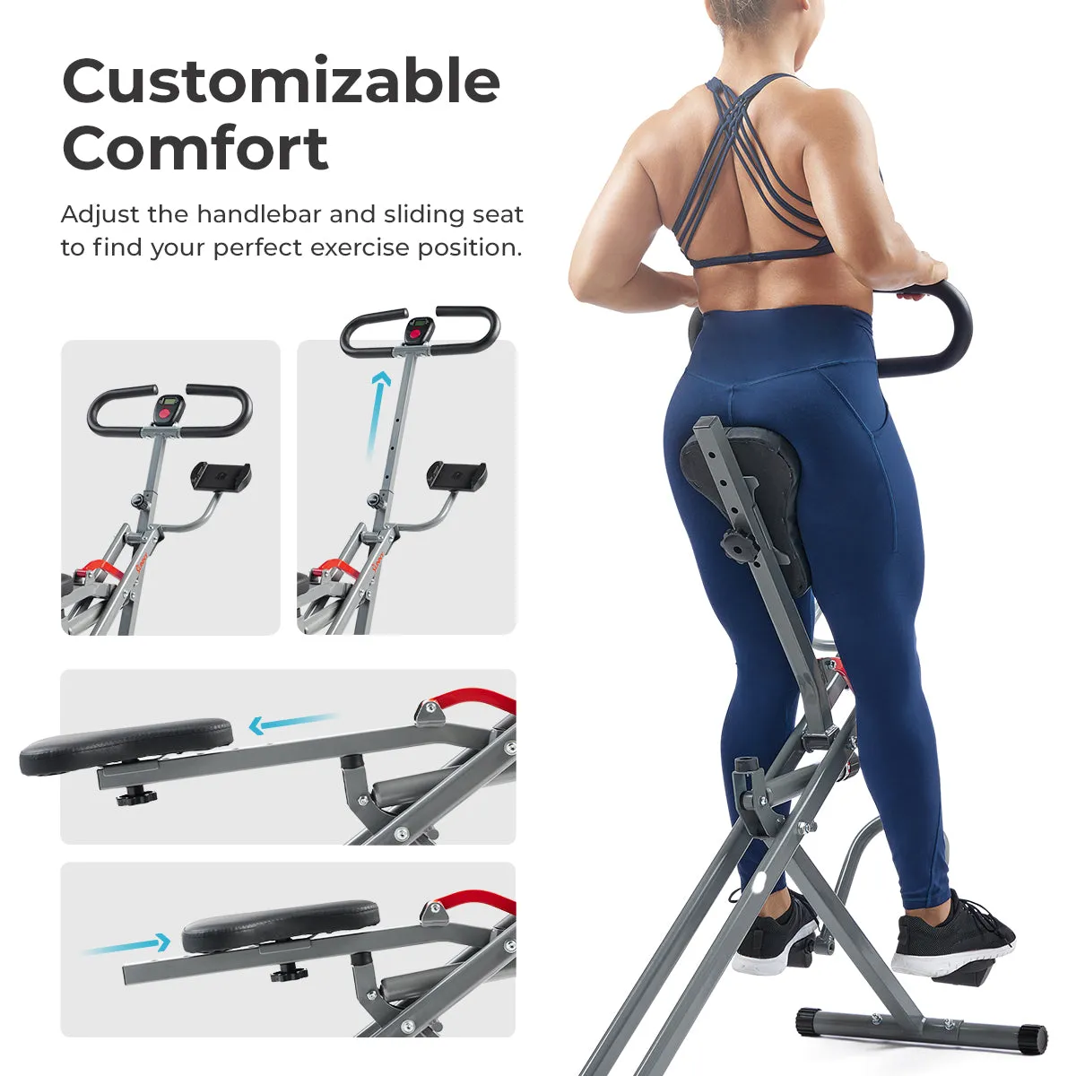 Smart Upright Row-N-Ride® Hydraulic Squat Assist Trainer Machine for Abs and Glute Workout