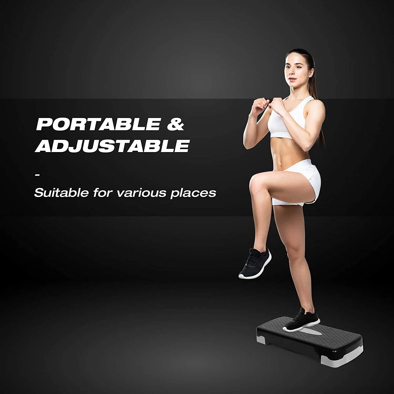 Step Platform Trainer Adjustable Workout Aerobic Stepper in Fitness Exercise for Home Gym