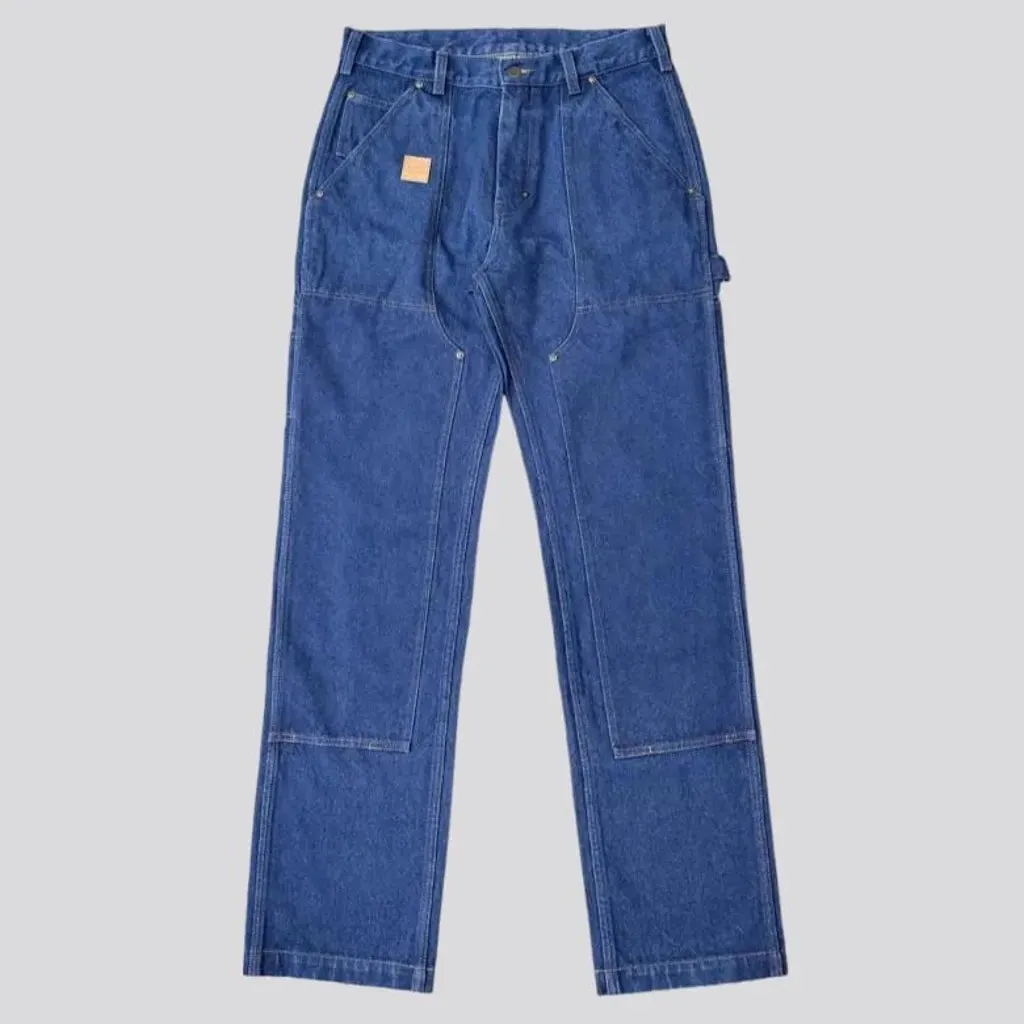 Straight medium-wash work jeans for men