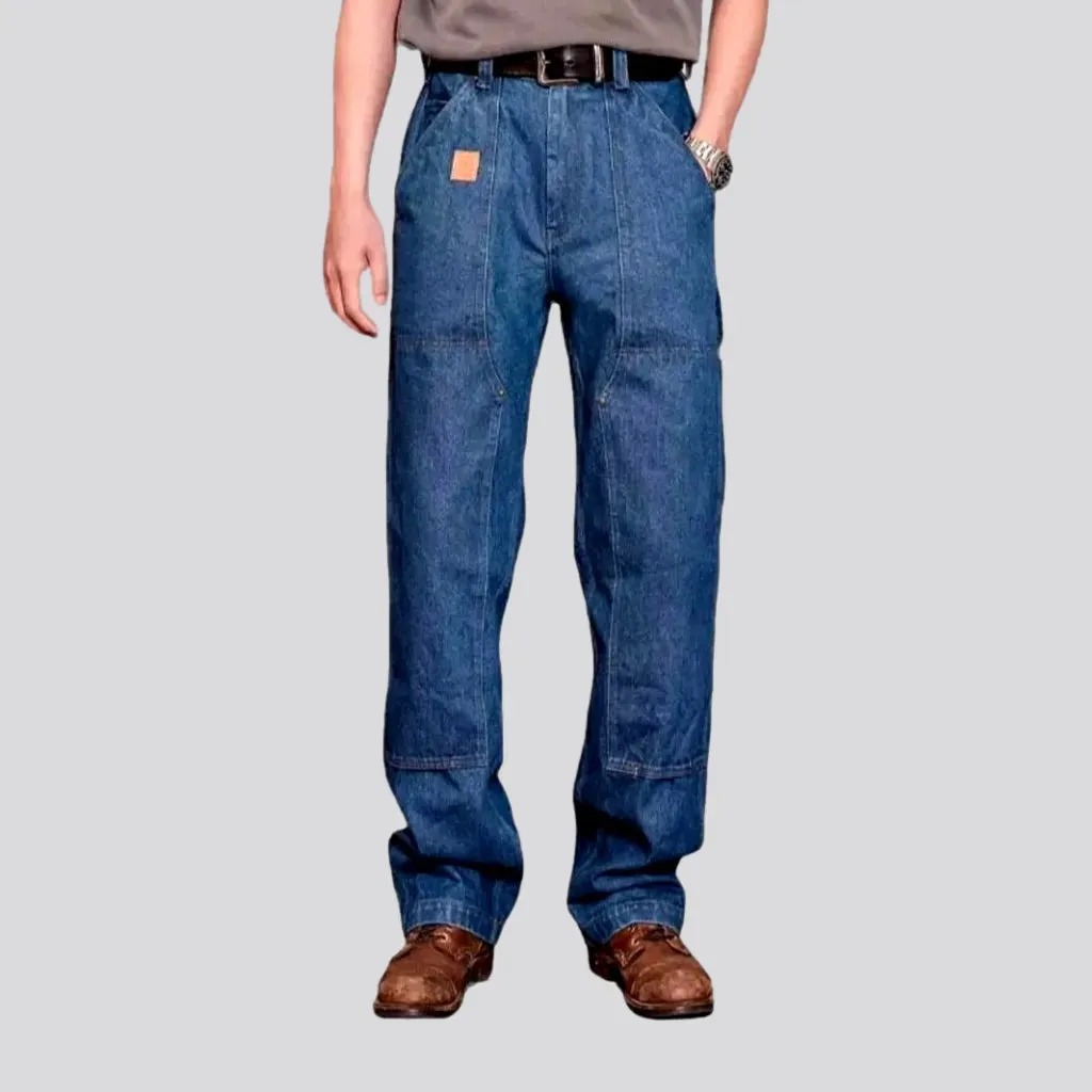 Straight medium-wash work jeans for men