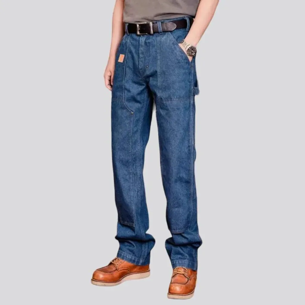 Straight medium-wash work jeans for men