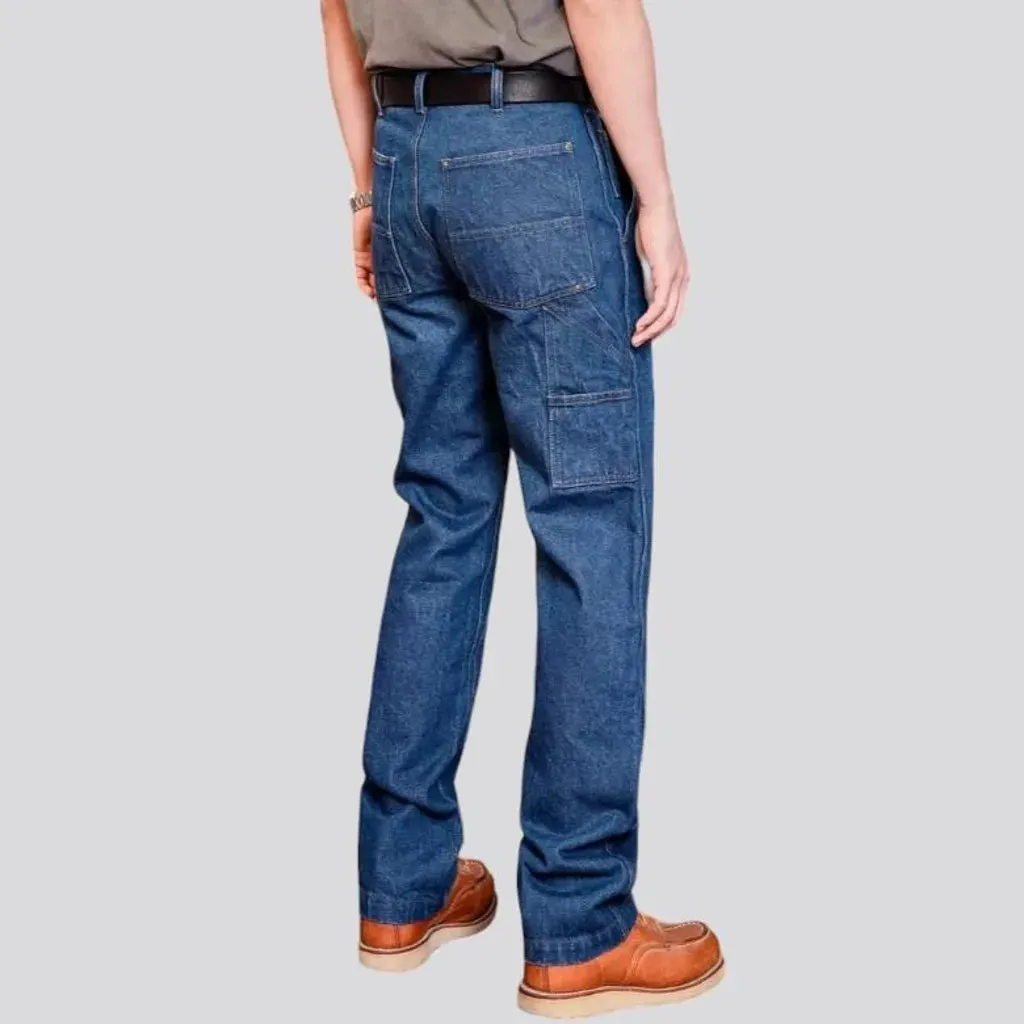 Straight medium-wash work jeans for men