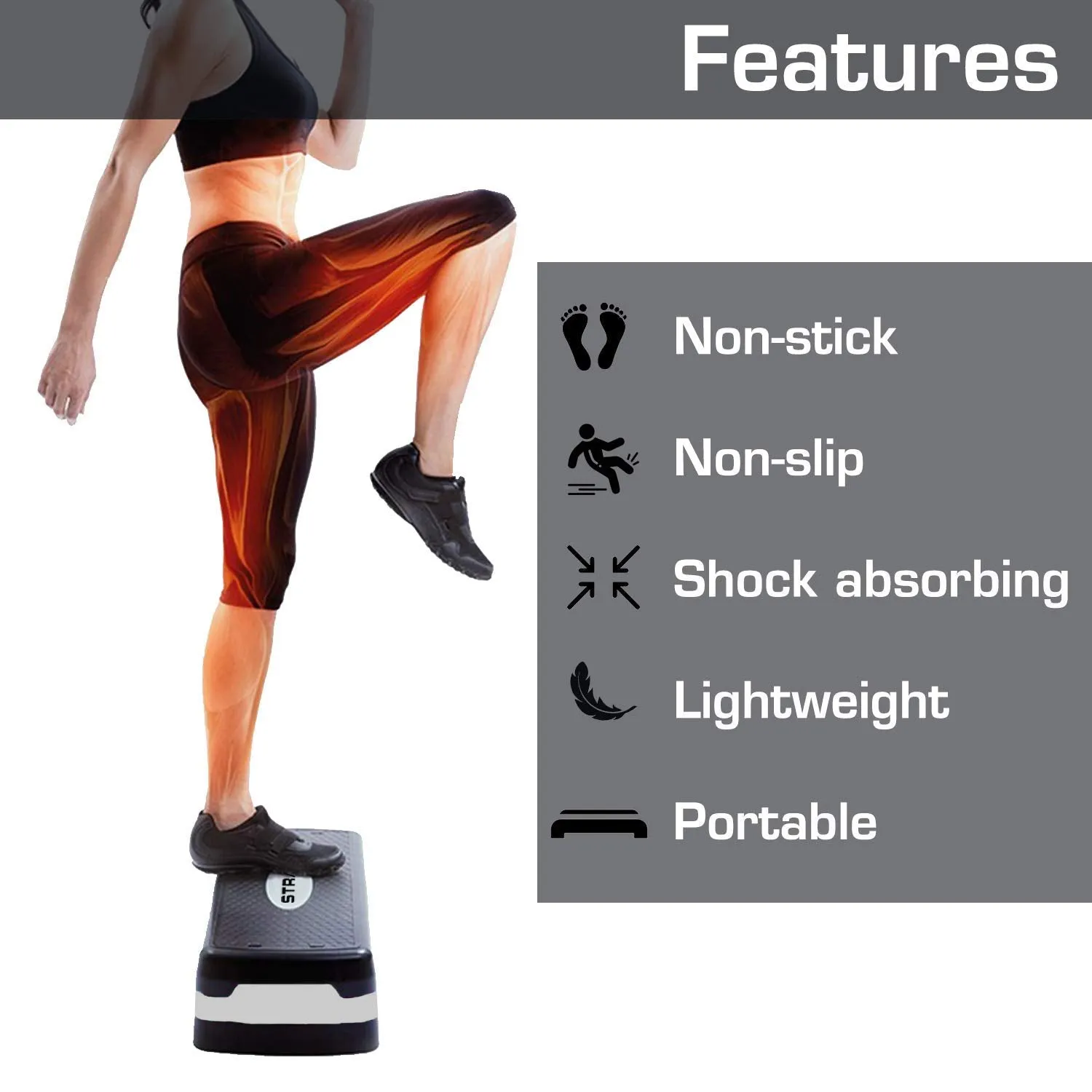 Strauss Aerobic Stepper (Black/Grey) and Tummy Twister