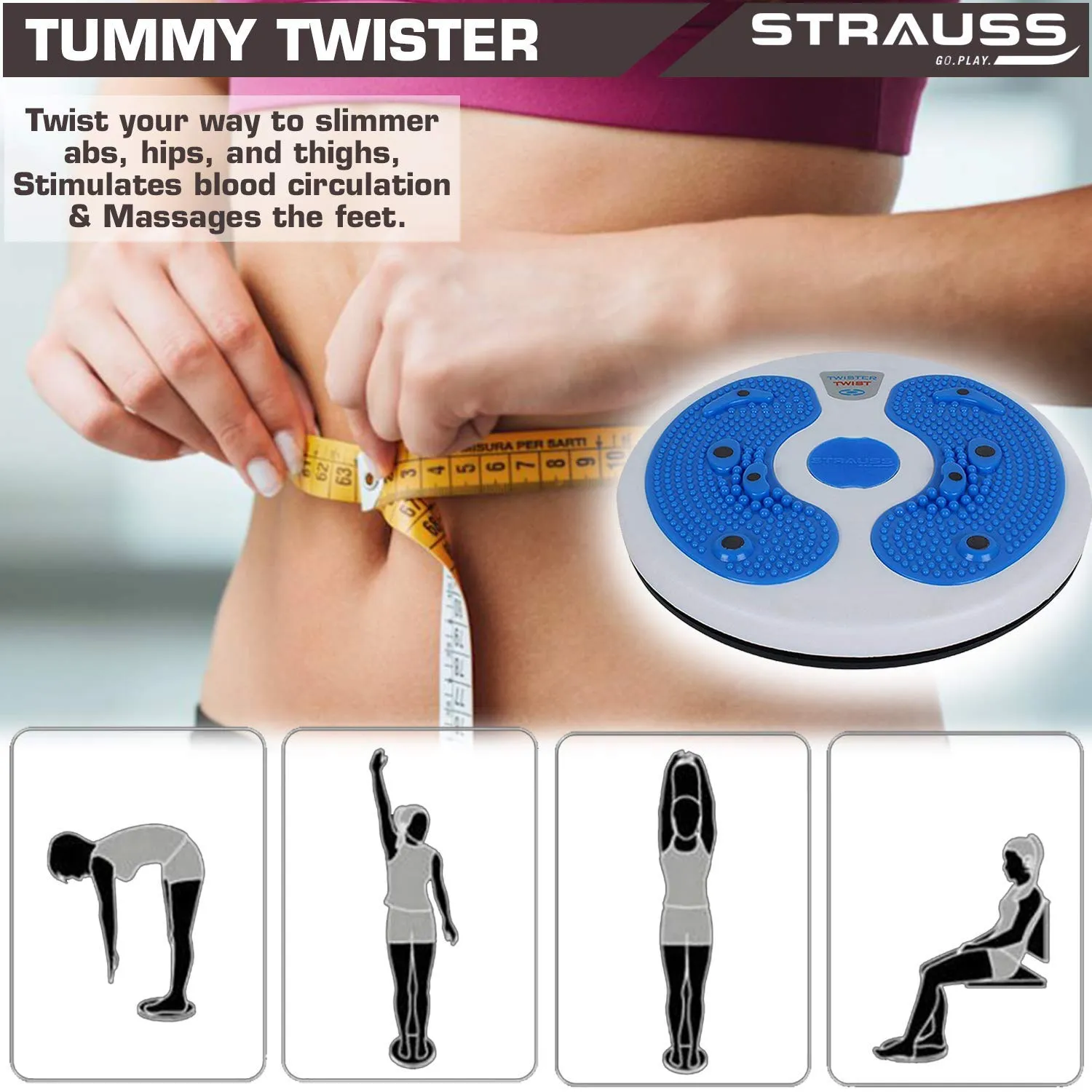 Strauss Aerobic Stepper (Black/Grey) and Tummy Twister