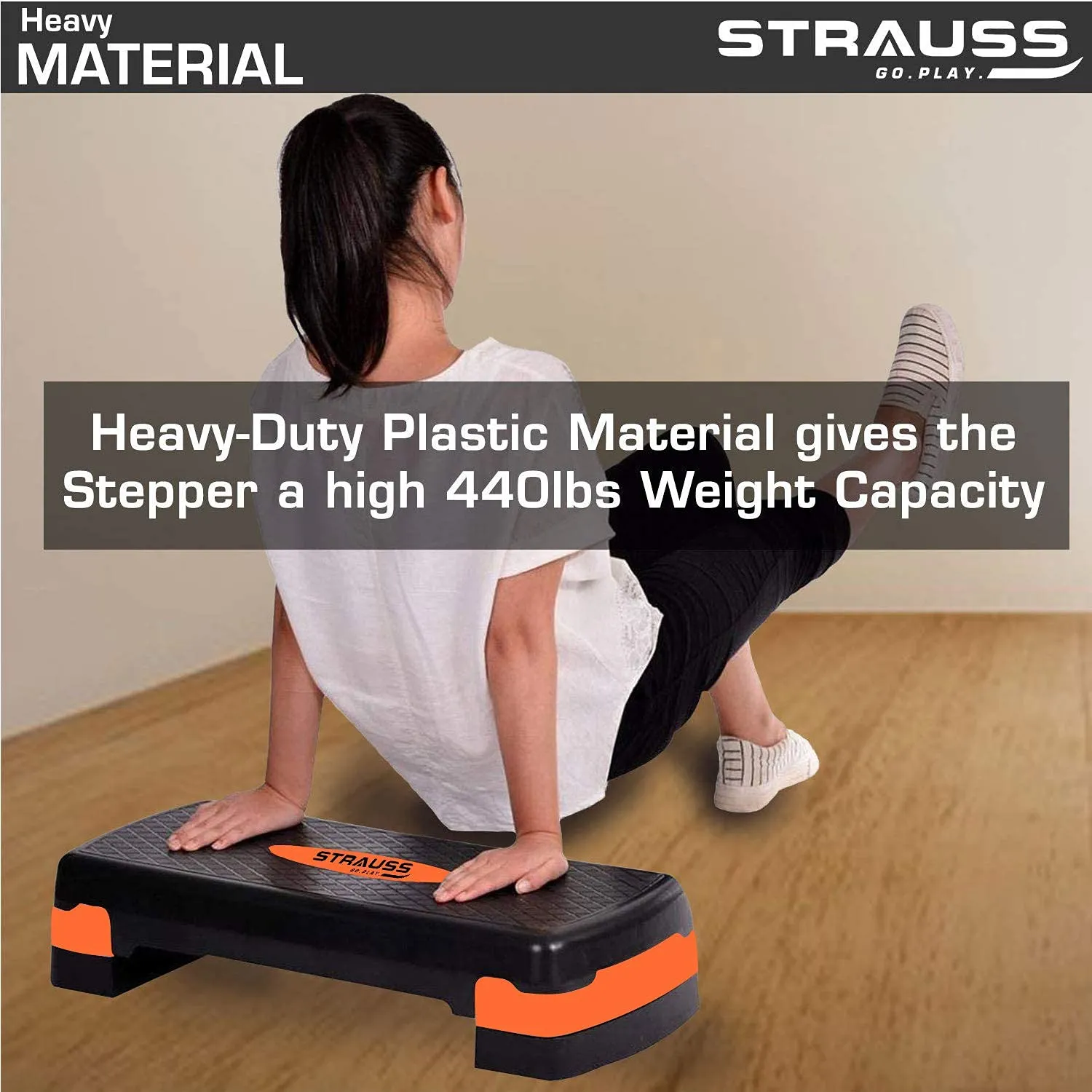 Strauss Aerobic Stepper with Rope, (Orange)