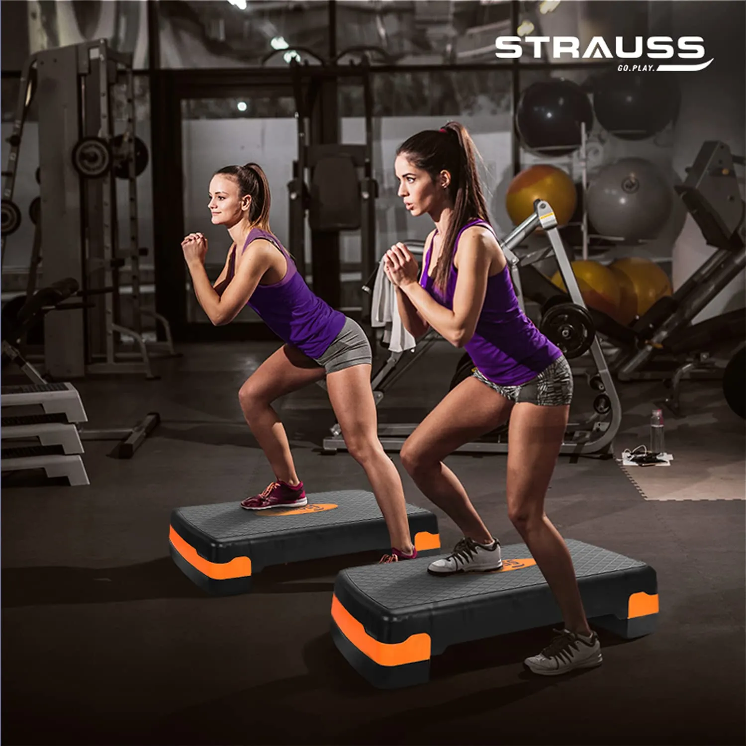 Strauss High Rise Aerobic Stepper | Two Height Level Adjustments - 6 inches and 8 inches | Slip-Resistant & Shock Absorbing Platform for Extra-Durability - Supports Upto 200 KG, (Blue)