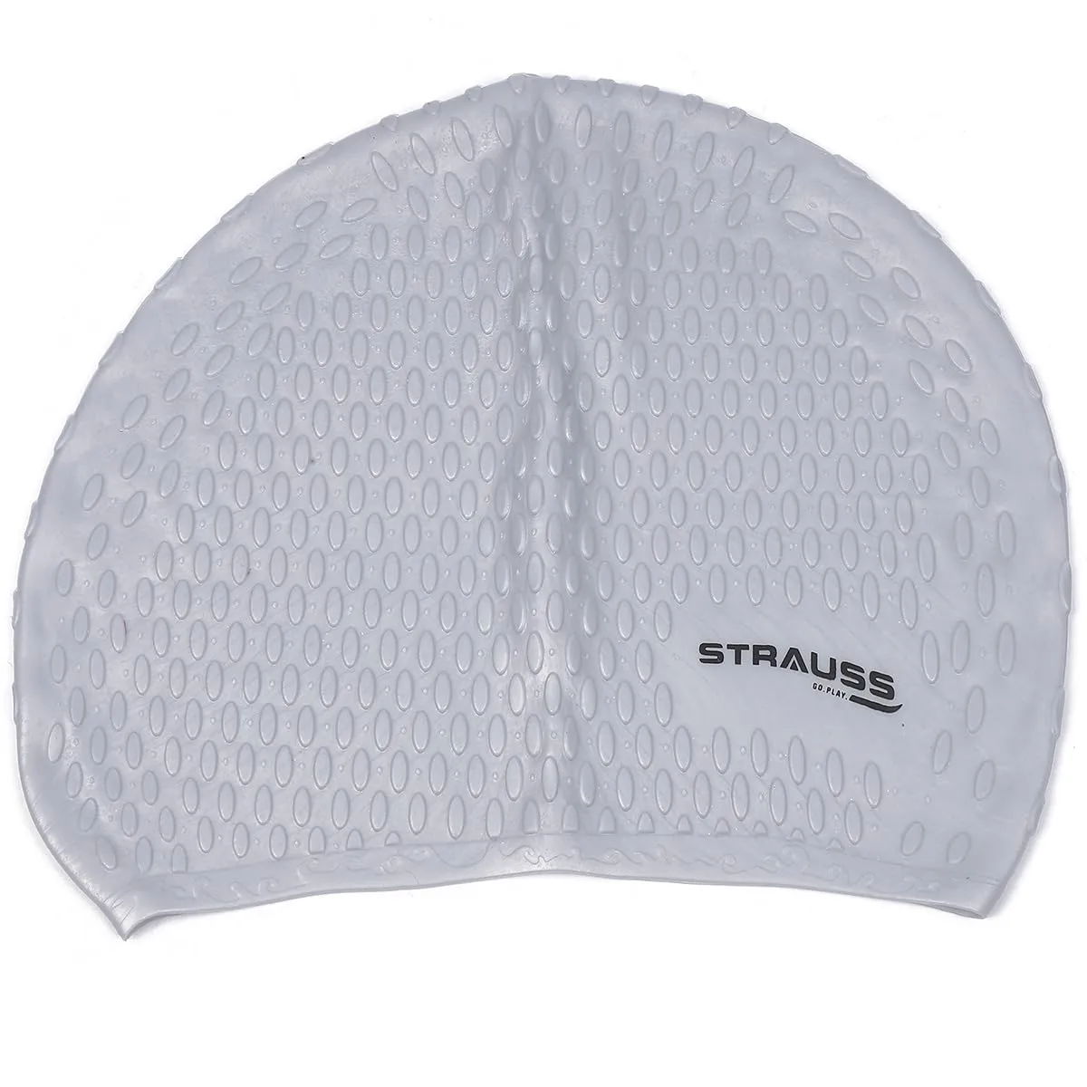 Strauss Latest Designed Swimming Cap|Keeps Hair Clean with Ear Protector|Suitable for Long and Short Hair|Swimming Head Cap with Breathable Fabric|Waterproof Swim Cap for Adult, Woman and Men,(Grey)