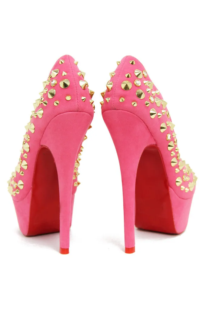 STUDDED PLATFORM PUMP - Coral (Final Sale)