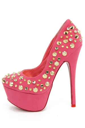 STUDDED PLATFORM PUMP - Coral (Final Sale)