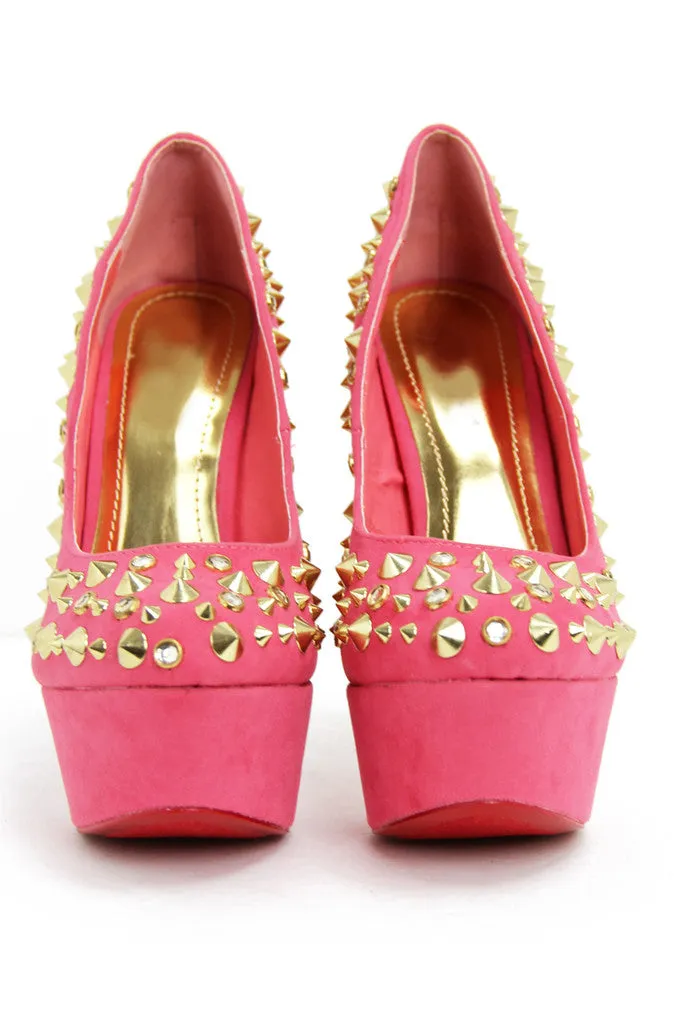 STUDDED PLATFORM PUMP - Coral (Final Sale)