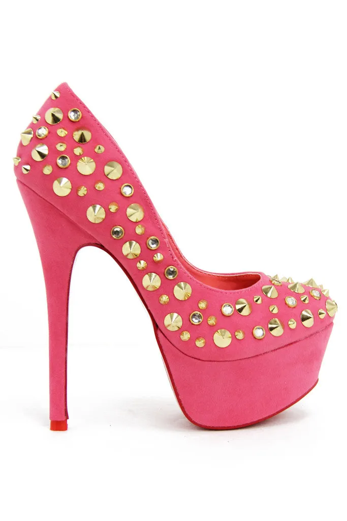 STUDDED PLATFORM PUMP - Coral (Final Sale)