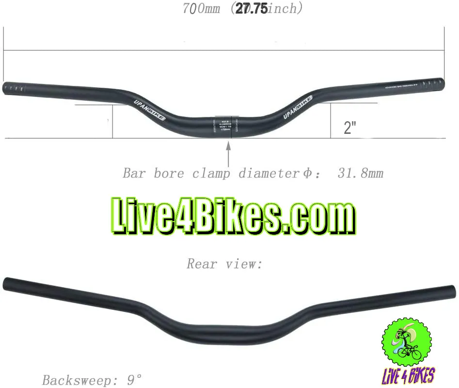 Sunlite Aluminum  Riser Handlebar 31.8mm x 700mm (27.75") -Live4Bikes