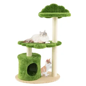 Tangkula Cat Tree Tower, Multi-Level Modern Wood Cat Tower, 38"