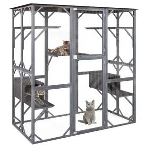 Tangkula Catio Outdoor Cat Enclosure Large, 71 Inch Outdoor Cat House Weatherproof with Asphalt Roof