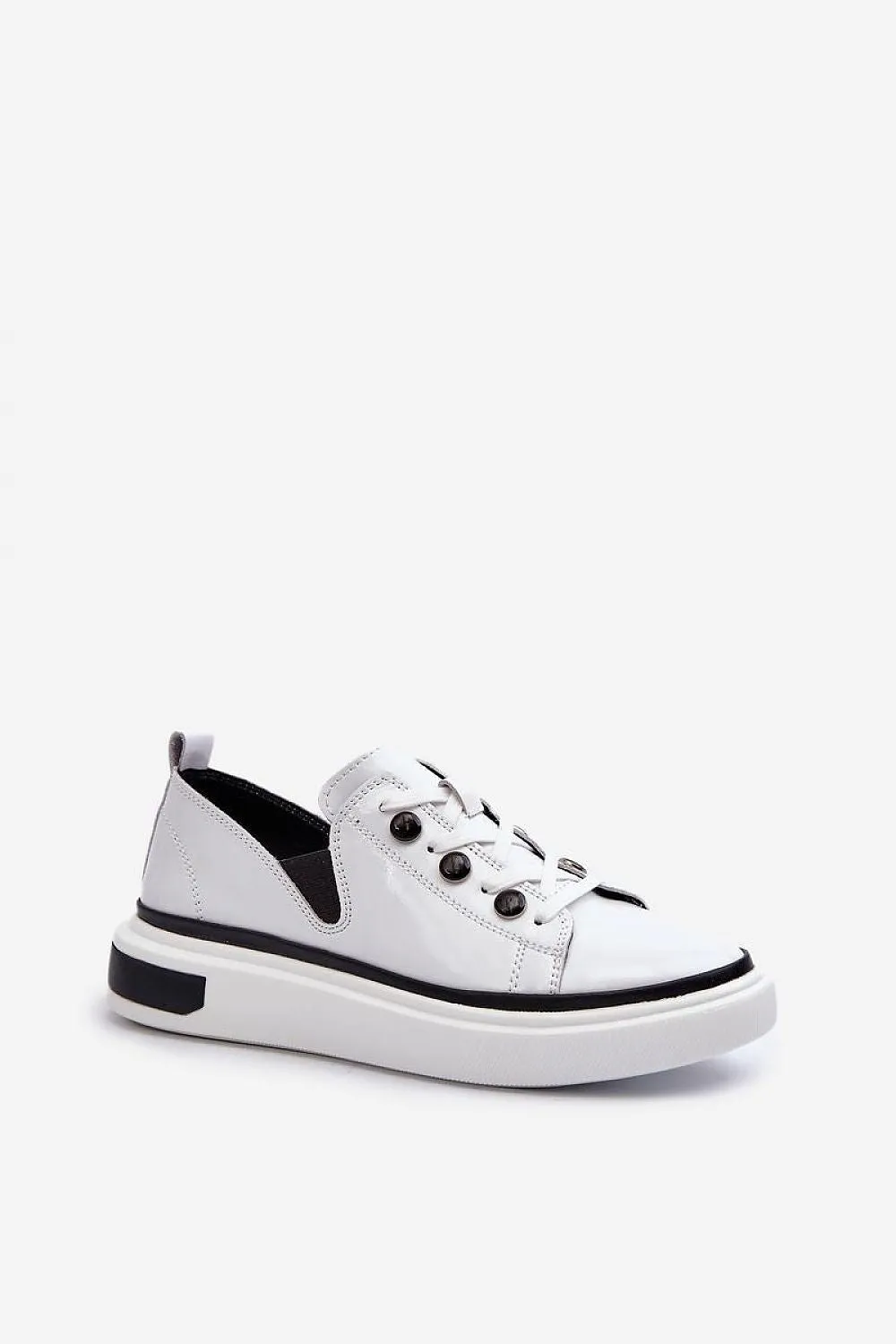 TEEK - White Ellipse Laced Sneakers