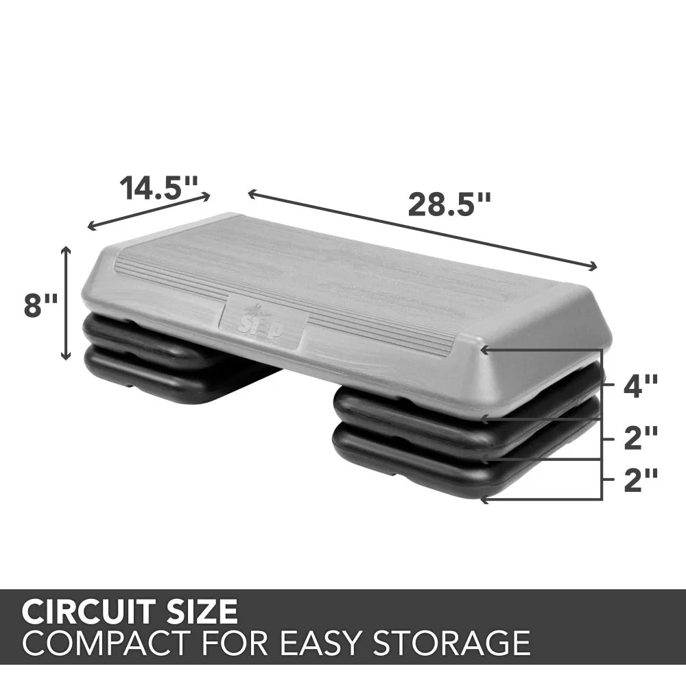 The Step Circuit Platform with 4 Freestyle Risers - Grey