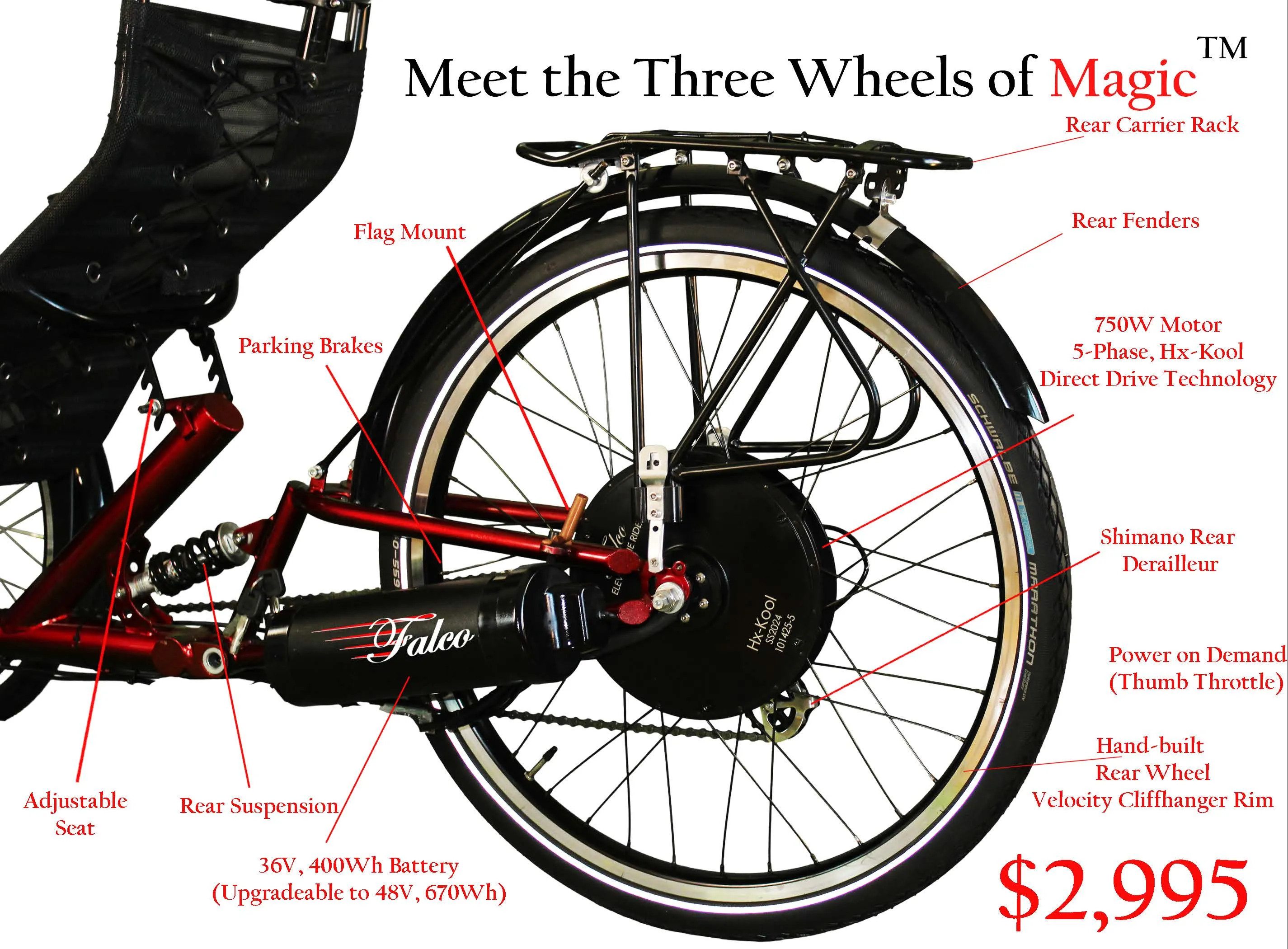 Three Wheels of Magic All Electric Recumbent Trike (Current Lead Time 6 to 12 Weeks)