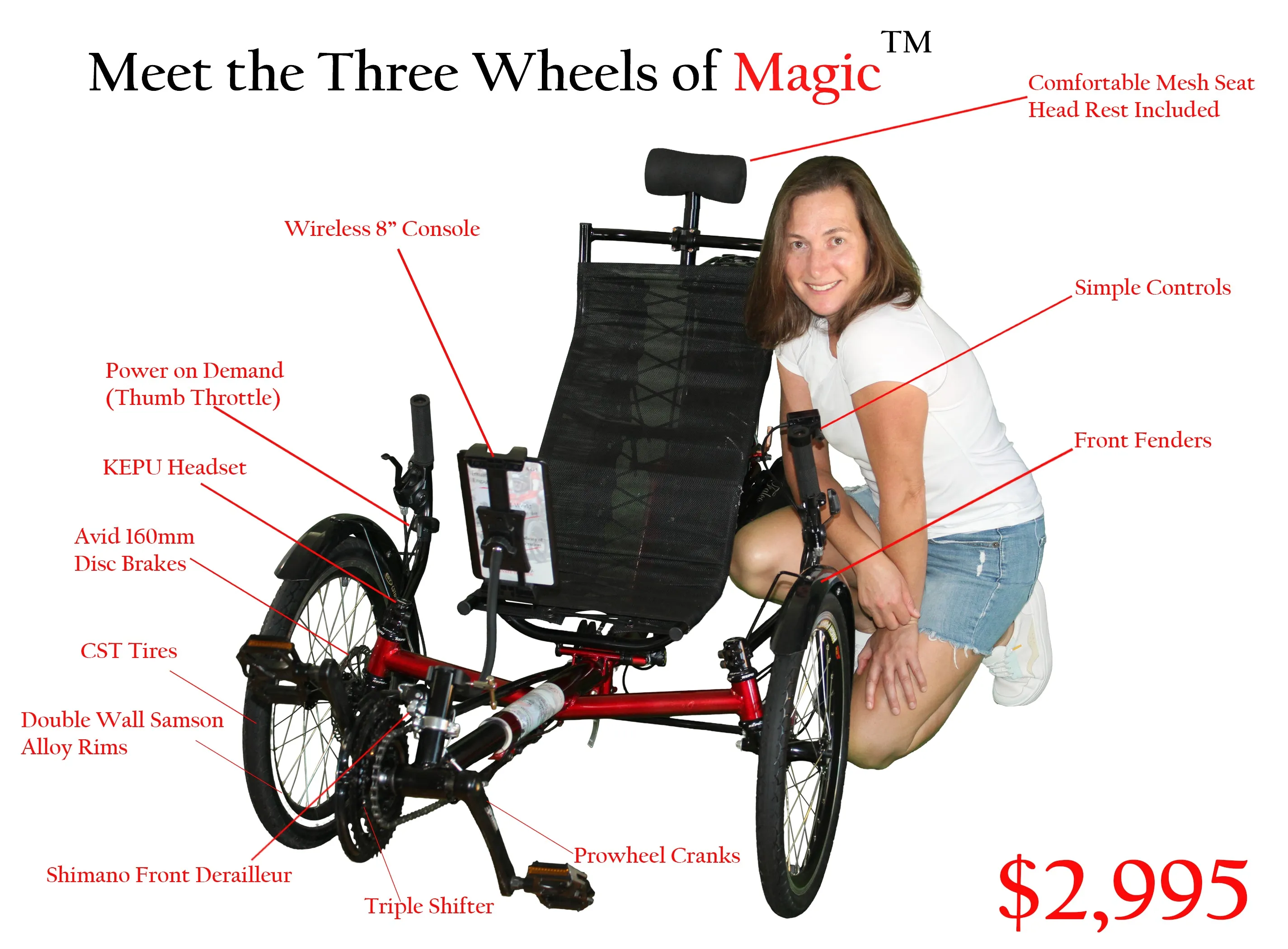 Three Wheels of Magic All Electric Recumbent Trike (Current Lead Time 6 to 12 Weeks)