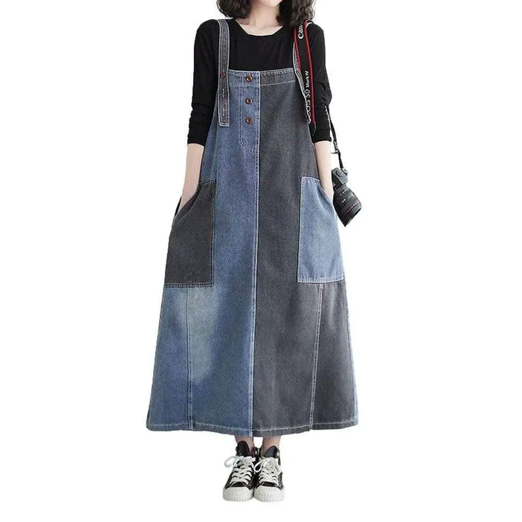 Trendy urbane two pattern denim dress