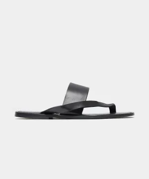 Tuscan Leather Thong Cross Sandal in Black