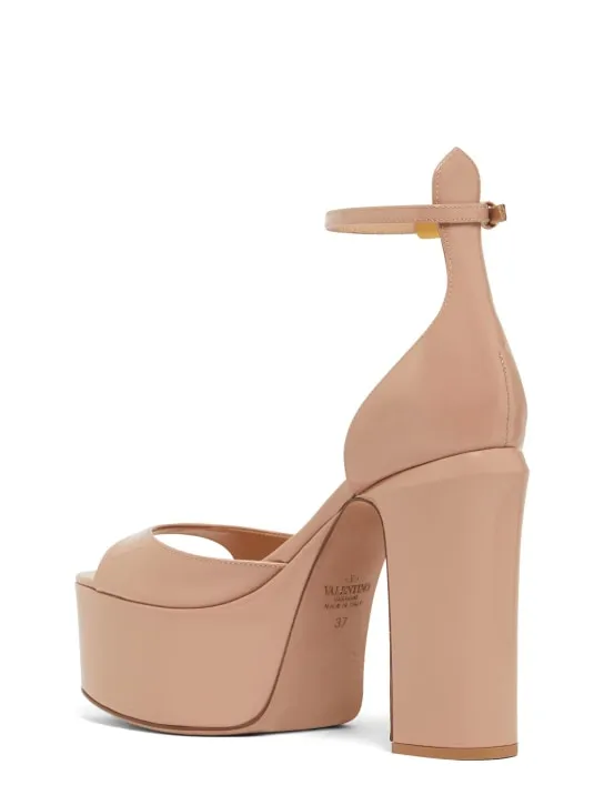 Valentino Garavani   120mm Tan-go patent leather sandals 