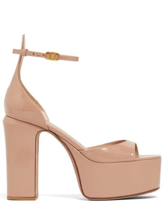 Valentino Garavani   120mm Tan-go patent leather sandals 