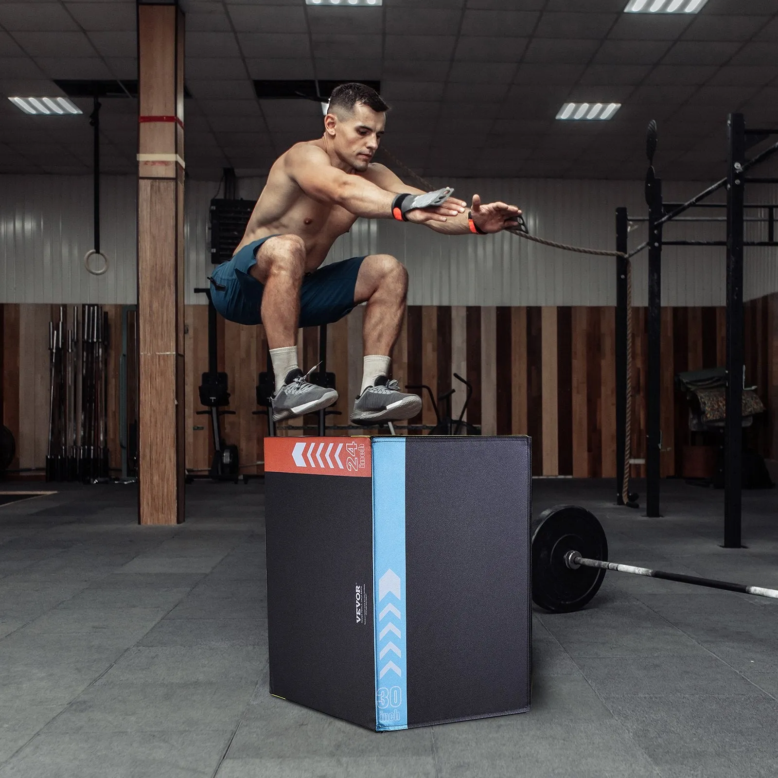 Vevor Plyometric Jump Box 3-in-1 Multiple Heights 30" 24" 20" Foam Anti-Slip Fitness Platform New