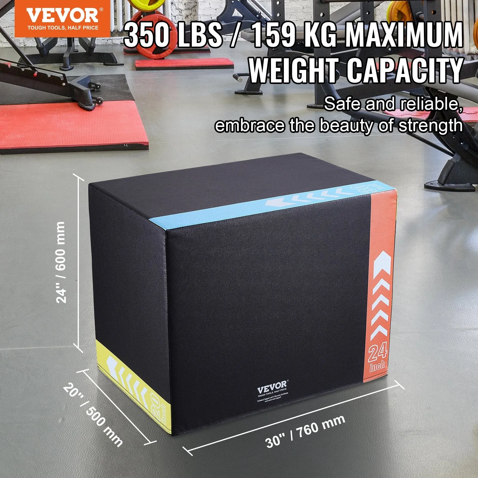 Vevor Plyometric Jump Box 3-in-1 Multiple Heights 30" 24" 20" Foam Anti-Slip Fitness Platform New