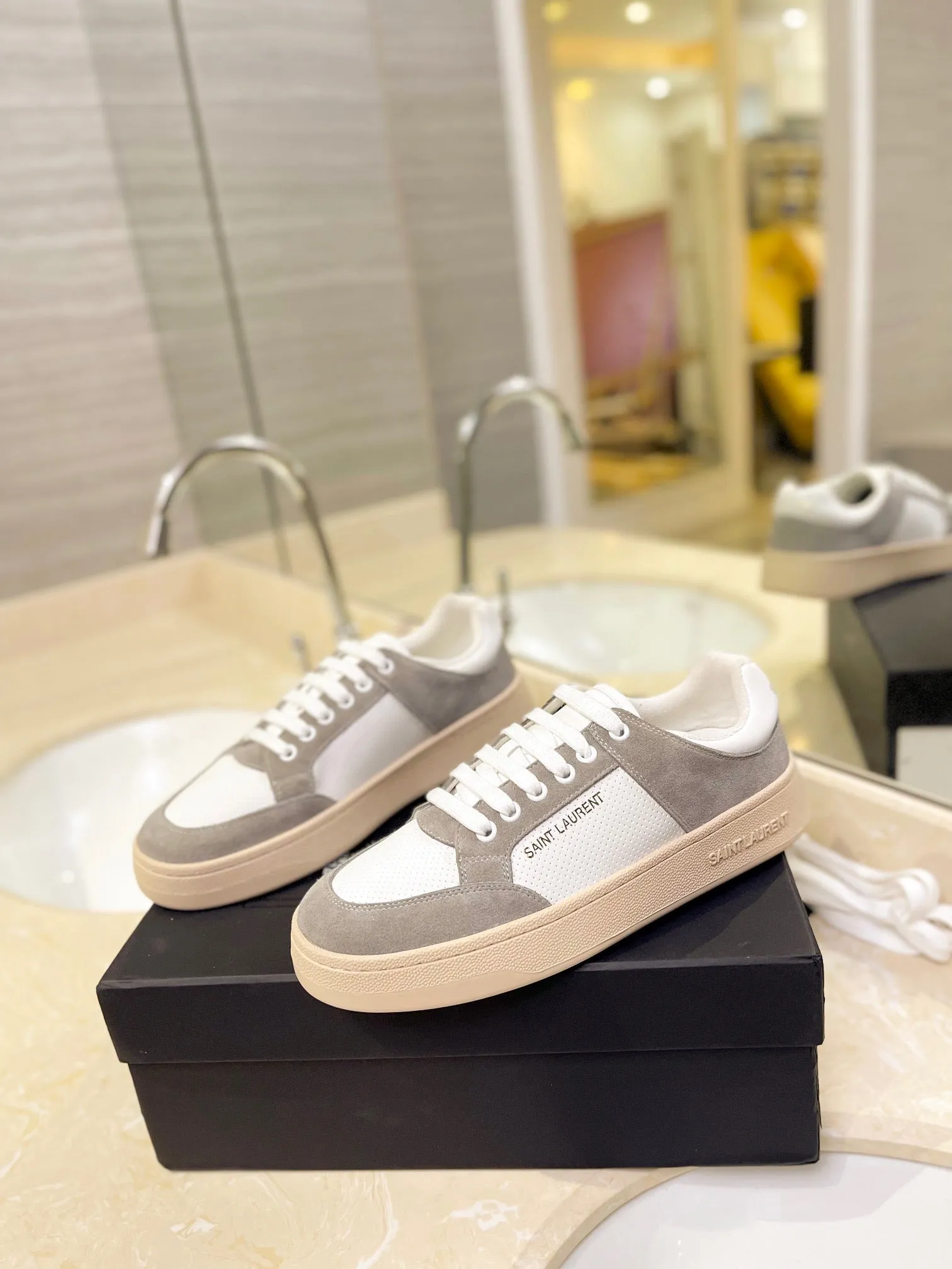 VSL Grey and White Leather Sneakers-169