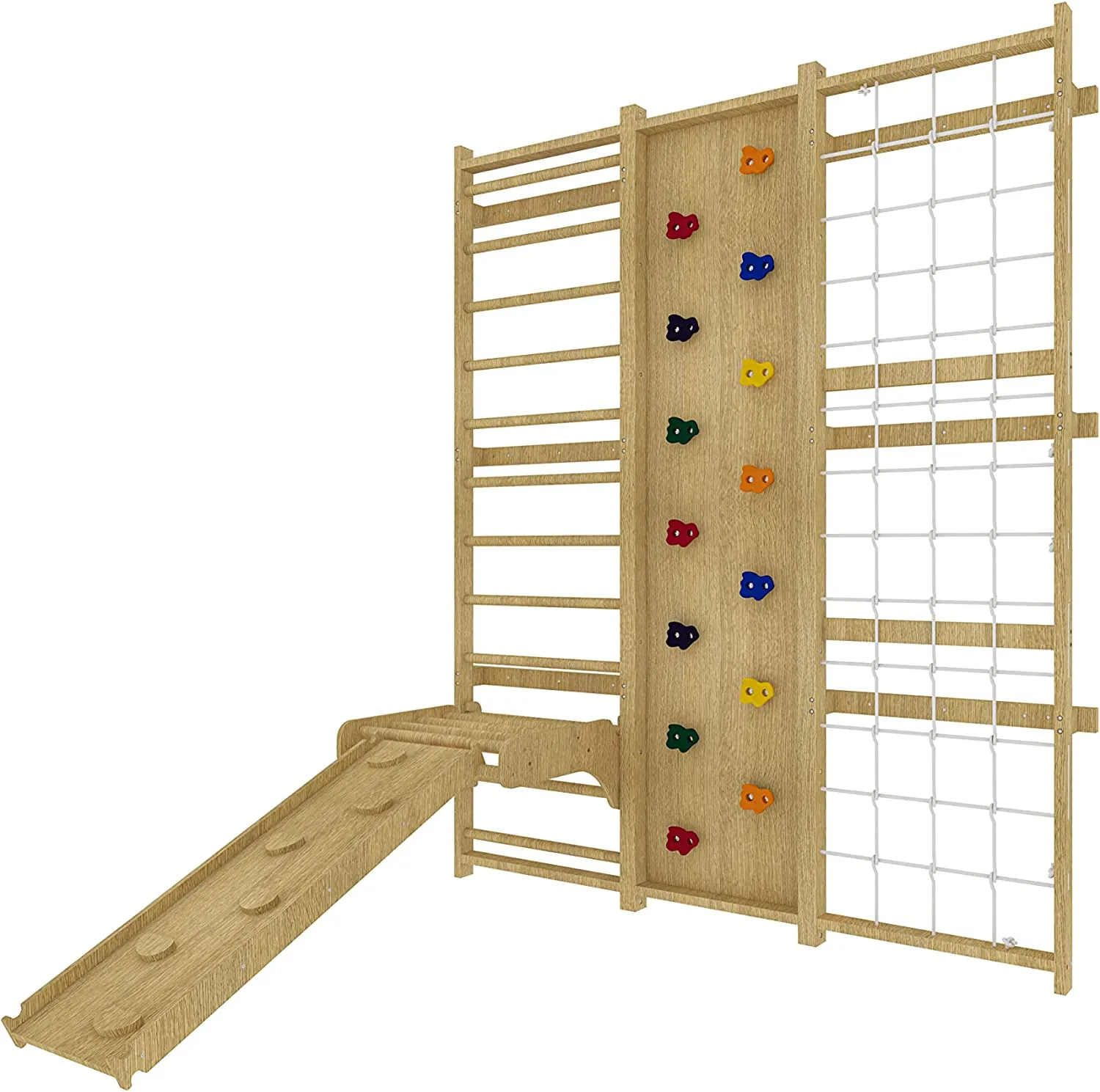 Walnut 9-in-1 Swedish Ladder Wall Gym Set