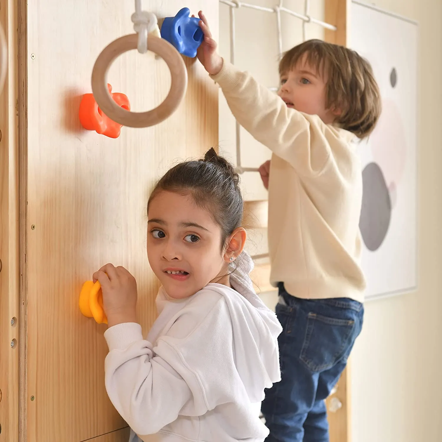 Walnut 9-in-1 Swedish Ladder Wall Gym Set