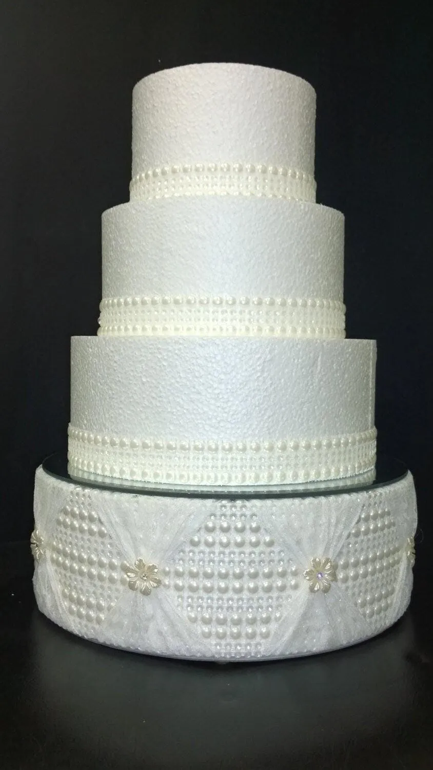 Wedding cake stand, Pearl and Lace design- round or square all sizes by Crystal wedding uk