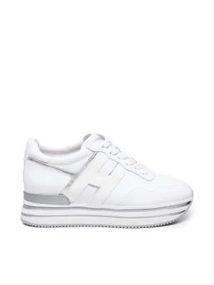 White Suede Midi Platform Sneakers