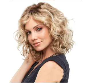 Wish new European and American fake female long curlers in pearly hot short hair fashion gold color dyed wig hair