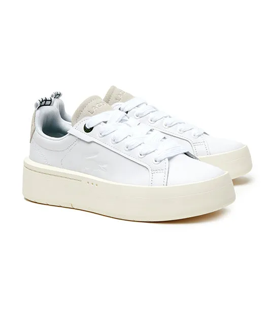 Women's Lacoste Carnaby Platform Leather Trainers White/Off White