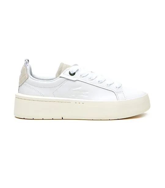 Women's Lacoste Carnaby Platform Leather Trainers White/Off White