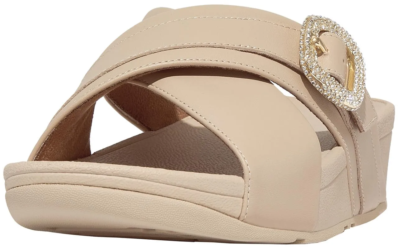 Women's Shoes Fitflop LULU CRYSTAL BUCKLE Platform Wedge Sandals HO1-A20 STONE