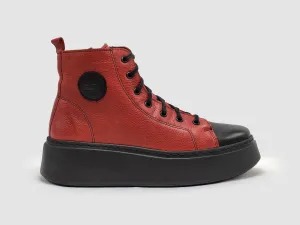 Women's Tall Insulated Zip-Up Leather Sneakers - Red